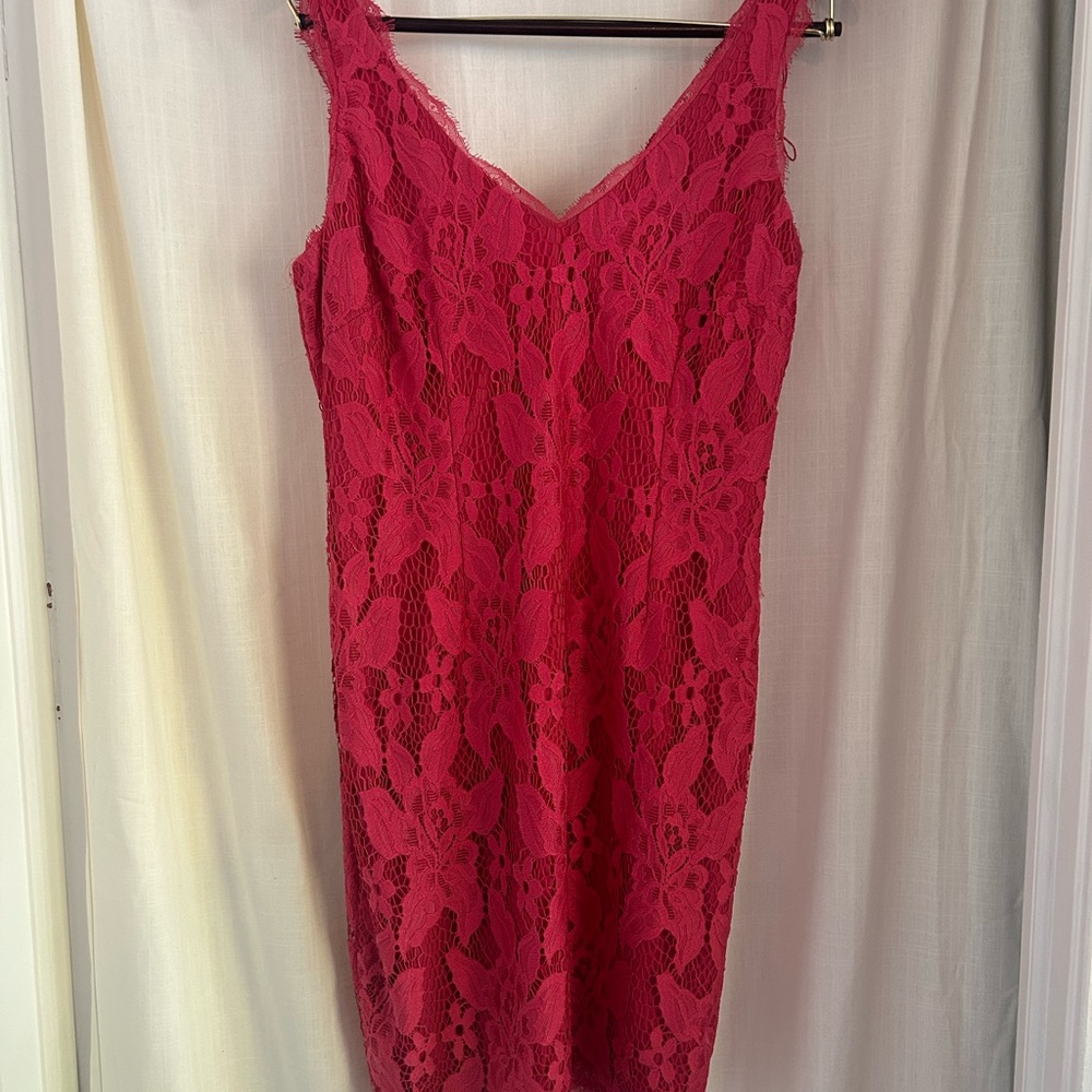 Pink Lace Sleeveless Dress